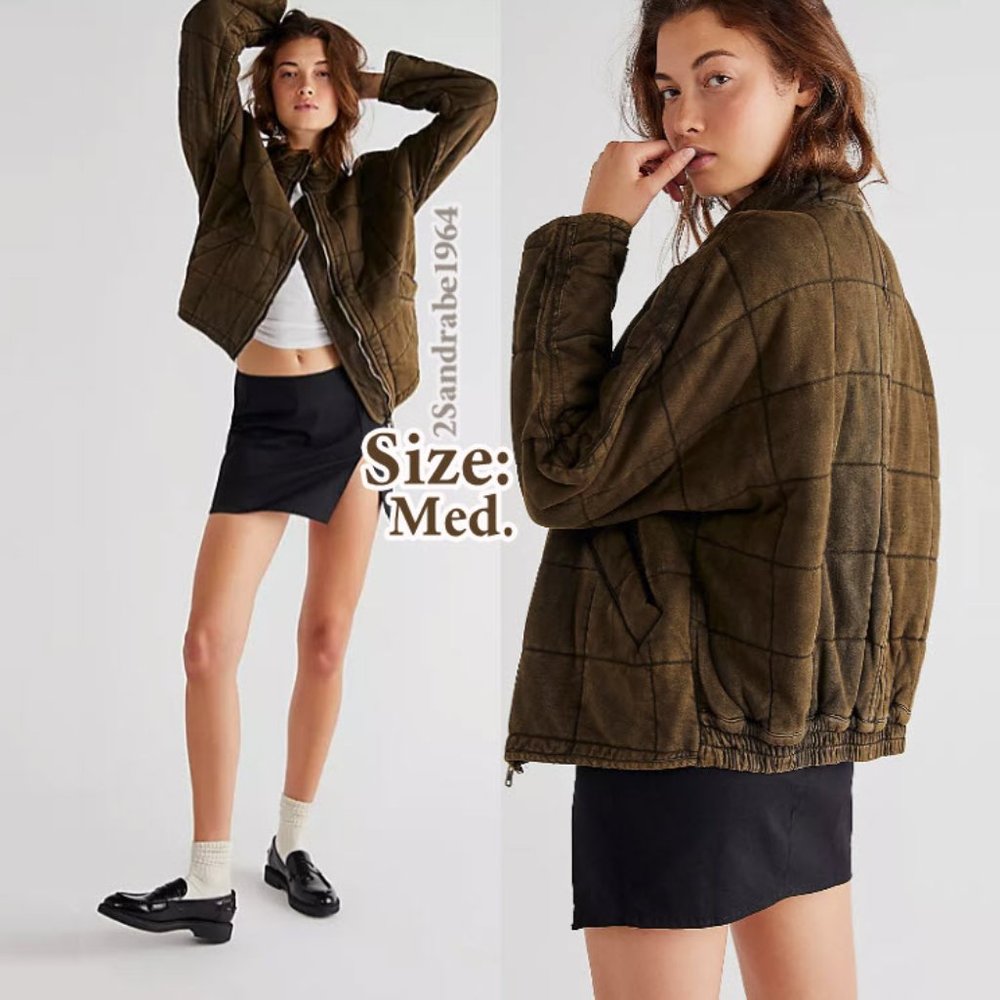 NWT - Free People Dolman Quilted Knit Jacket - Size: M, Color: Dusted Military
